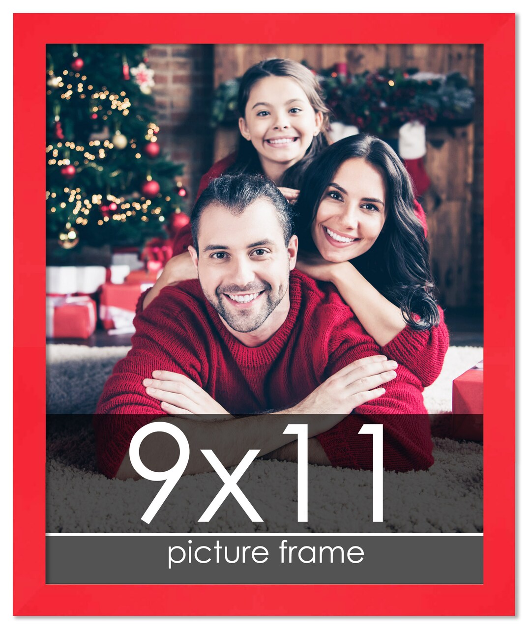Photo Size Classic Modern Red Frame - UV Acrylic, Foam Board Backing, Hanging Hardware